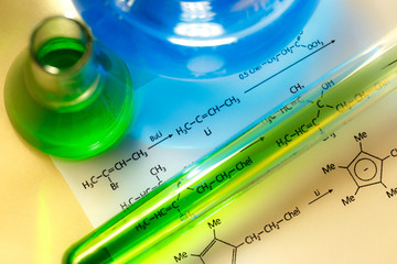 Chemical tubes with reaction formula