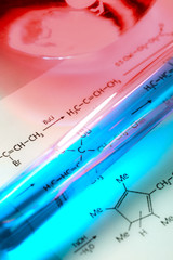 Chemical tubes with reaction formula