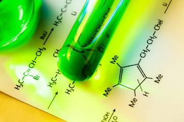 Chemical tubes with reaction formula