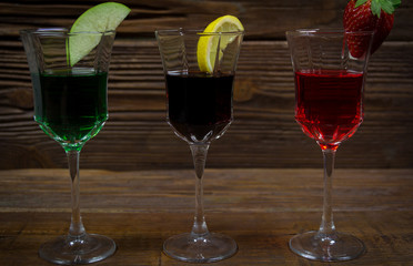 Cocktails fruity alcoholic drinks