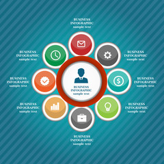 Business infographic elements, pie chart, business steps, flat design
