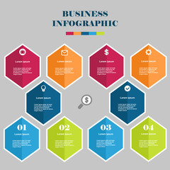 Business infographic hexagon