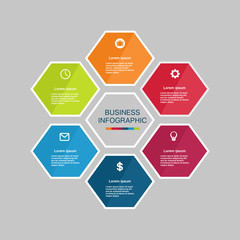 Business infographic hexagon