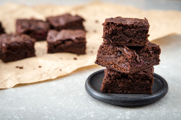 Homemade Delicious Chocolate Brownies. closeup chocolate cake