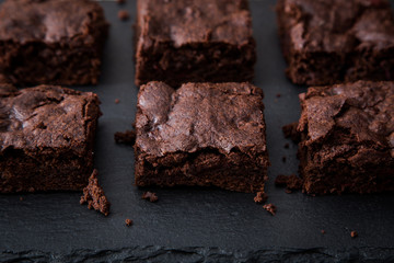 Homemade Delicious Chocolate Brownies. closeup chocolate cake