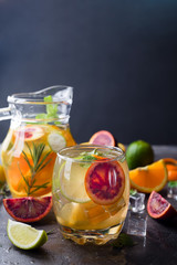 refreshing cocktail with red blood orange,
