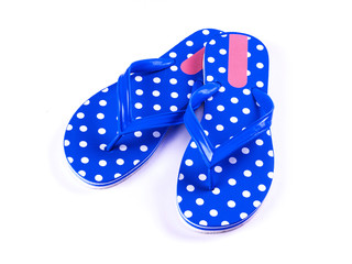 the summer fashion deep blue Flip Flop Sandals Isolated on White background