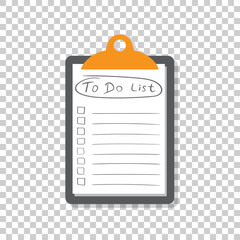 To do list icon with hand drawn text. Checklist, task list vector illustration in flat style on white background.