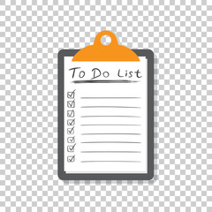 To do list icon with hand drawn text. Checklist, task list vector illustration in flat style on white background.