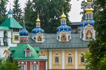 Fototapeta na wymiar Pskov-Caves Monastery or The Pskovo-Pechersky Dormition Monastery or Pskovo-Pechersky Monastery