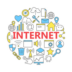 Universal internet icon to use in web and mobile UI, set of basi