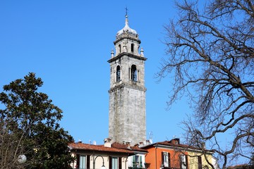 Bell tower Church San Leonardo in Pallanza Verbania, Piedmont Italy