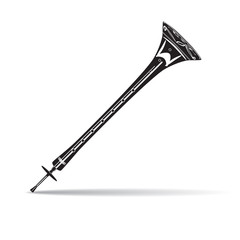 Vector illustration of traditional turkish zurna in black and white  flat style