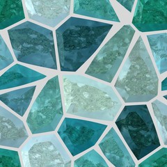 colored floor marble irregular plastic stony mosaic pattern texture seamless background with light gray grout - turquoise blue colors