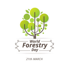 Forestry day logo design. 21st march.  vector illustration.