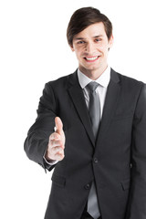 Business man stretching hand for shaking