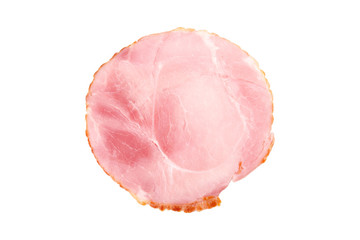 Sliced smoked ham isolated on white