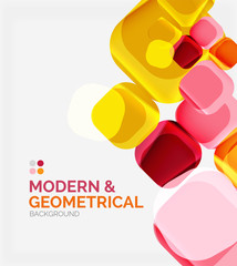 Color glossy squares with round angles, composition with sample text