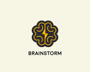 Abstract brain logo design template. Brainstorm vector sign. Education medicine smart logotype.