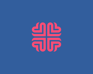 Brain heart logo design. Education medical vector logotype.