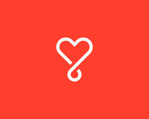Heart loop vector logotype. Linear medical social logo symbol design.