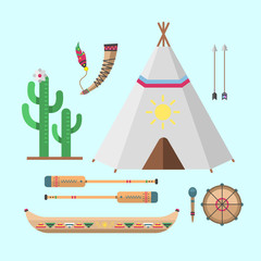 Wild west american indian designed element traditional art concept and native tribal ethnic feather culture ornament for the design vector illustration.