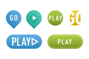 UI interface button play media internet isolated website online concept element sign and online tube player approved mark click icon vector illustration.