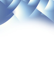 Blue and white gradient header with stylized overlapping pages