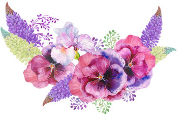 a bouquet of flowers for design greeting cards, watercolor flowers graphics