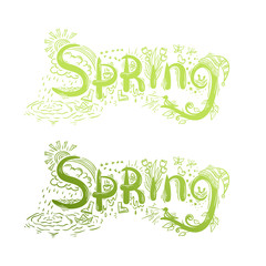 Spring - hand drawn lettering. Handwritten word.