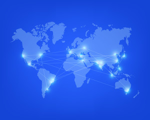 Obraz premium World vector map with connetcions. Web connection concept