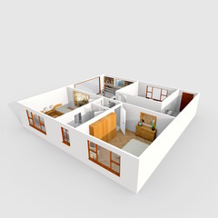 3d rendering of furnished home apartment