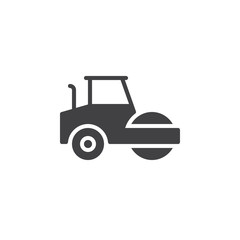 Road roller, steamroller icon vector, filled flat sign, solid pictogram isolated on white. Symbol, logo illustration. Pixel perfect