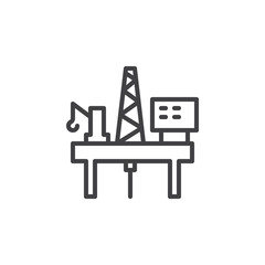 Oil platform rig line icon, outline vector sign, linear style pictogram isolated on white. Symbol, logo illustration. Editable stroke. Pixel perfect