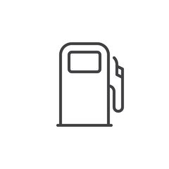 Gas station, fuel dispenser line icon, outline vector sign, linear style pictogram isolated on white. Symbol, logo illustration. Editable stroke. Pixel perfect