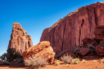 Fototapeta premium Interesting shapes of Natural Rock Formations in Monument Valley, Navajo Tribal Park, Utah, USA.