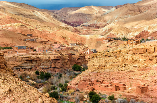 Landscape of the Asif Ounila valley in the High Atlas Mountains, Morocco