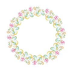 Круглая декоративная рамочка из листьев и ягод