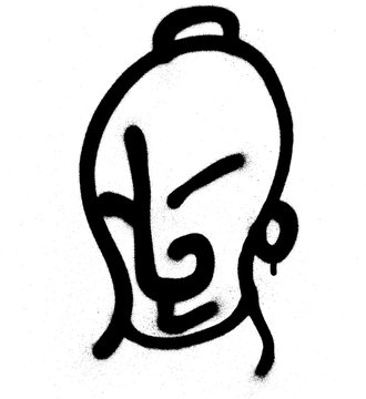 Fototapeta graffiti character sprayed in black on white