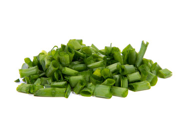 Young fresh onion isolated on a white background.