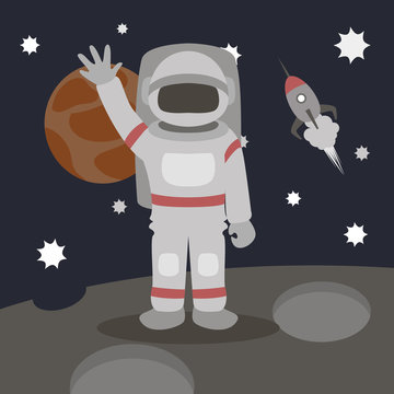 Cosmonaut isolated vector illustration