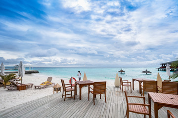 Scenery of tropical Maldives island