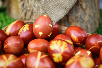 happy Easter, painted Easter eggs