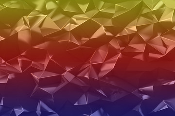 Abstract low poly triangles background in blue, red and yellow