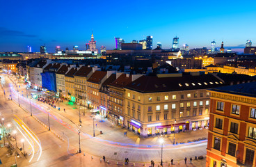 Fototapeta premium Warsaw at night, Poland, Europe