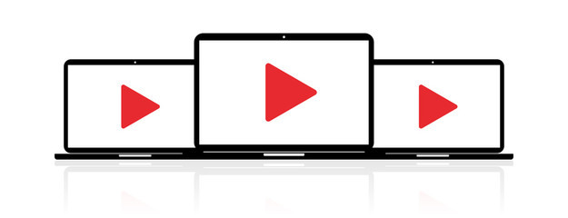 Obraz premium Laptop Banner - Video Button
