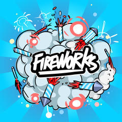 Fireworks background. Explosion Fireworks cloud