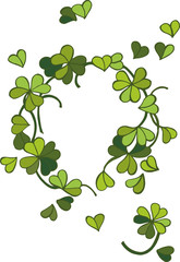 Fototapeta premium Spring wreath of clover leaves that create an image of the heart 