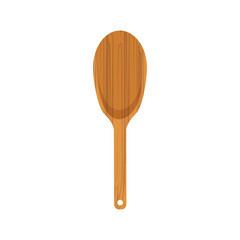 Wooden kitchen spatula isolated on white background