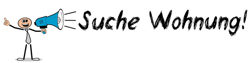 Suche Wohnung! / Mann mit Megafon